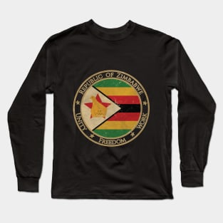 Vintage Republic of Zimbabwe Africa African Flag Long Sleeve T-Shirt